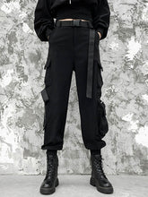Hip-Hop Zipper Empire Black Split-Joint Overalls Pants